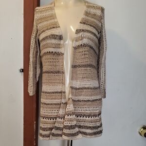STYLE Y CO. Striped Open-Front Cardigan Knitted Sweater Size M